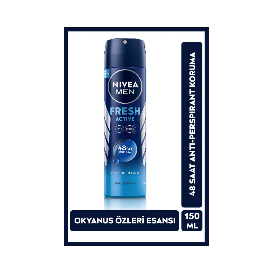 Nıvea Men Erkek Sprey Deodorant Fresh Active,48 Saat 2'li Paket