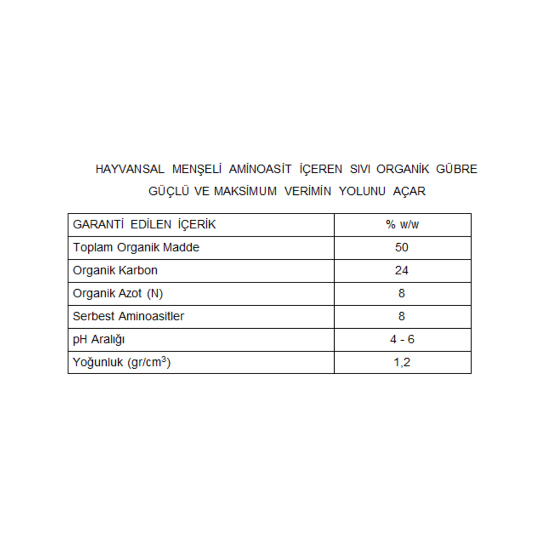 ARELCHEM EXTRA ANIMAL (HAYVANSAL MENŞELİ AMİNOASİT İÇEREN SIVI ORGANİK GÜBRE) 1 LT'LİK AMBALAJ