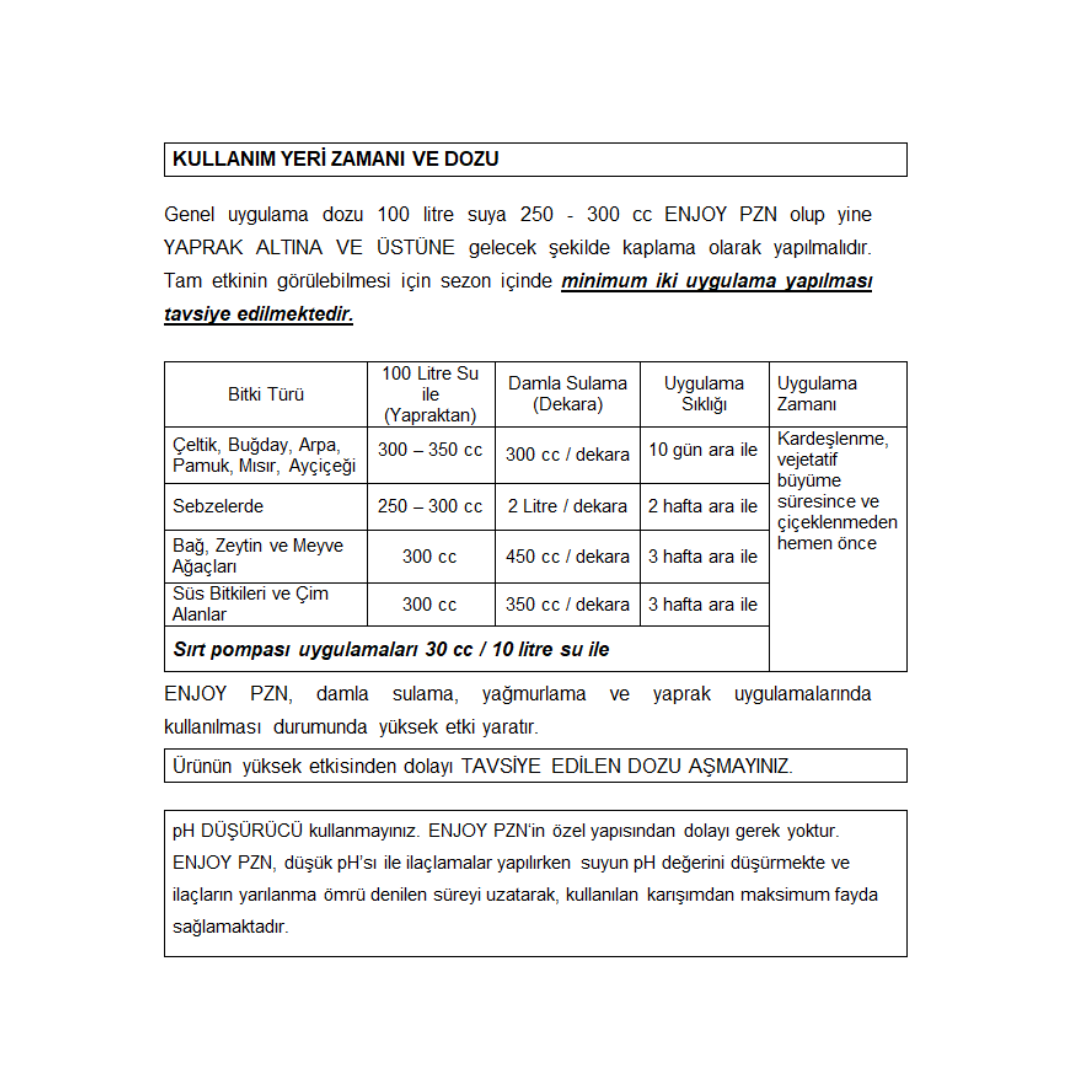 ARELCHEM ENJOY PZN (NP GÜBRE ÇÖZELTİSİ) 1 LT'LİK AMBALAJDA