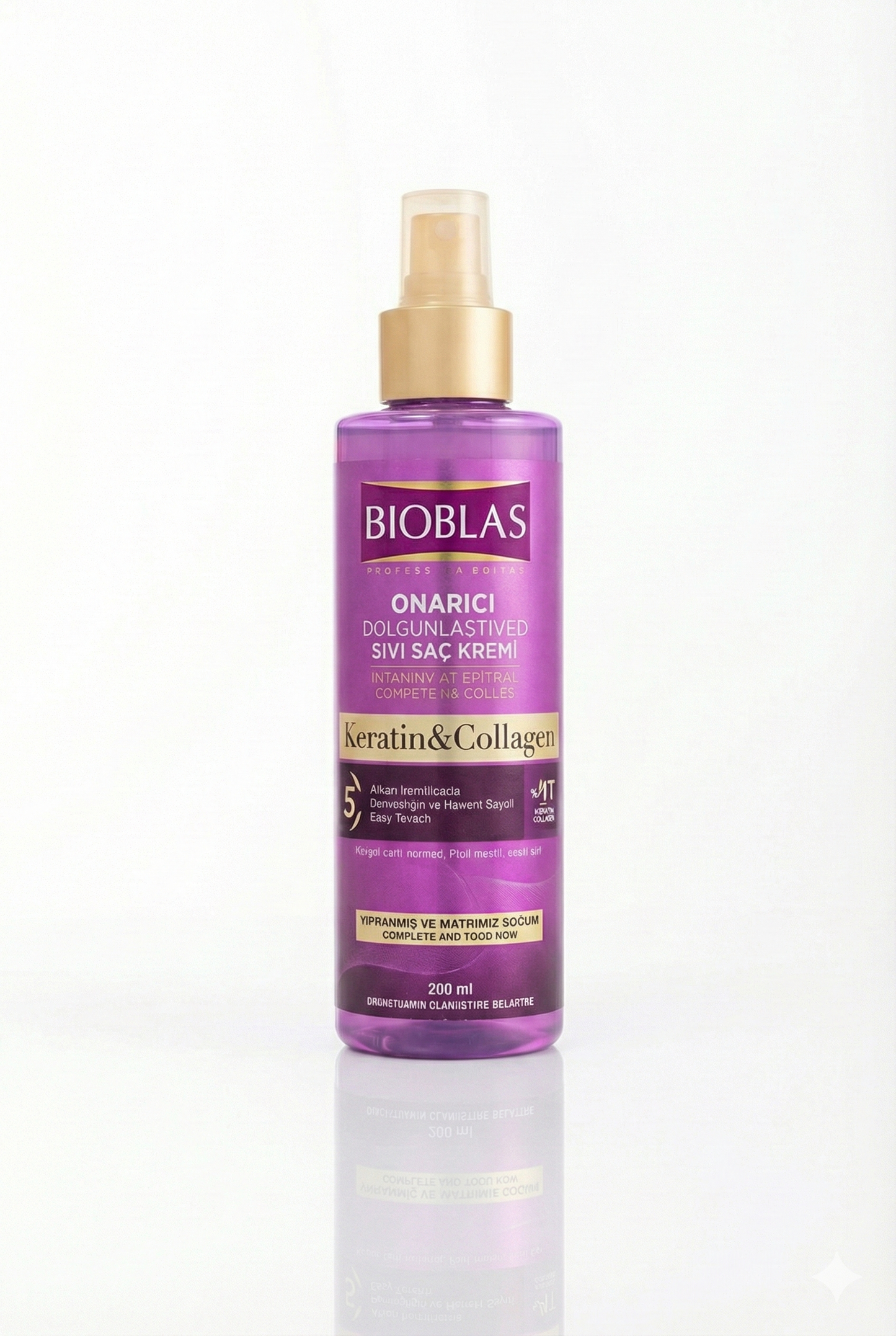 Bioblas Keratin & Collagen Sıvı Saç Kremi - 2'li Fırsat Paketi (2 x 200 ml) | Durulanmayan Onarıcı Bakım