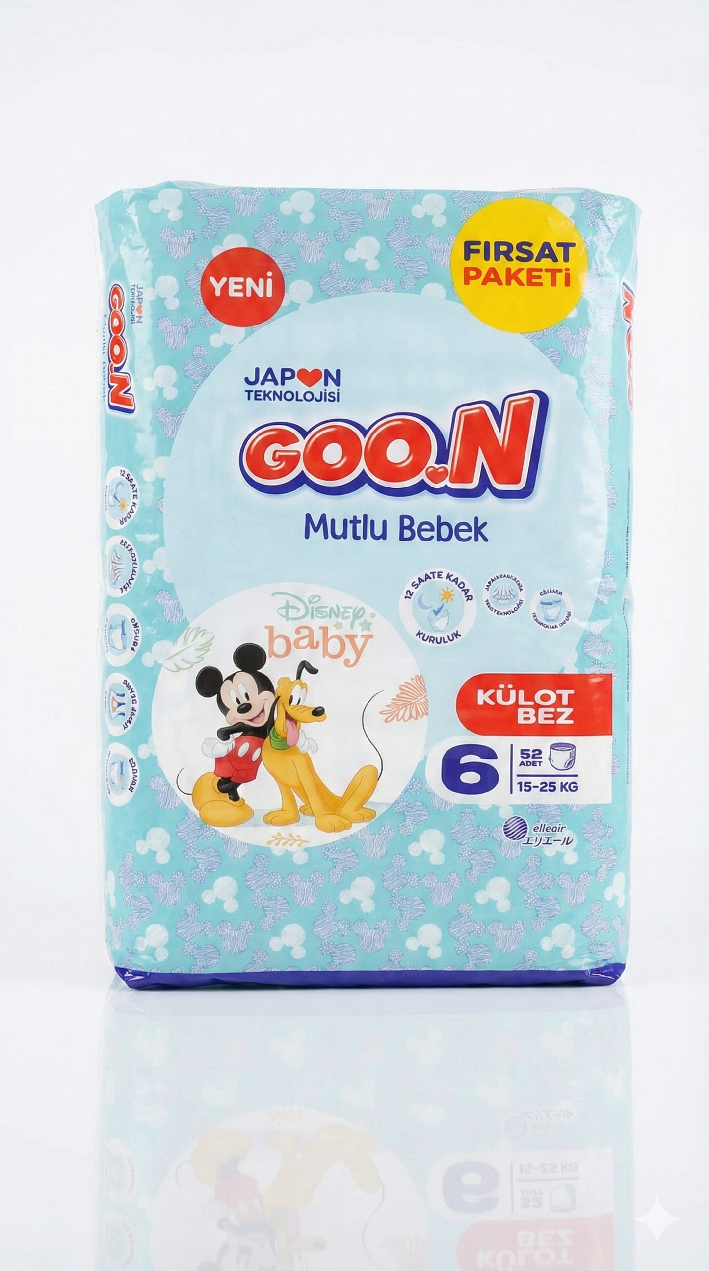 GOON Mutlu Bebek Külot Bez 6 Beden (15-25 KG) 52 Adet - Fırsat Paketi