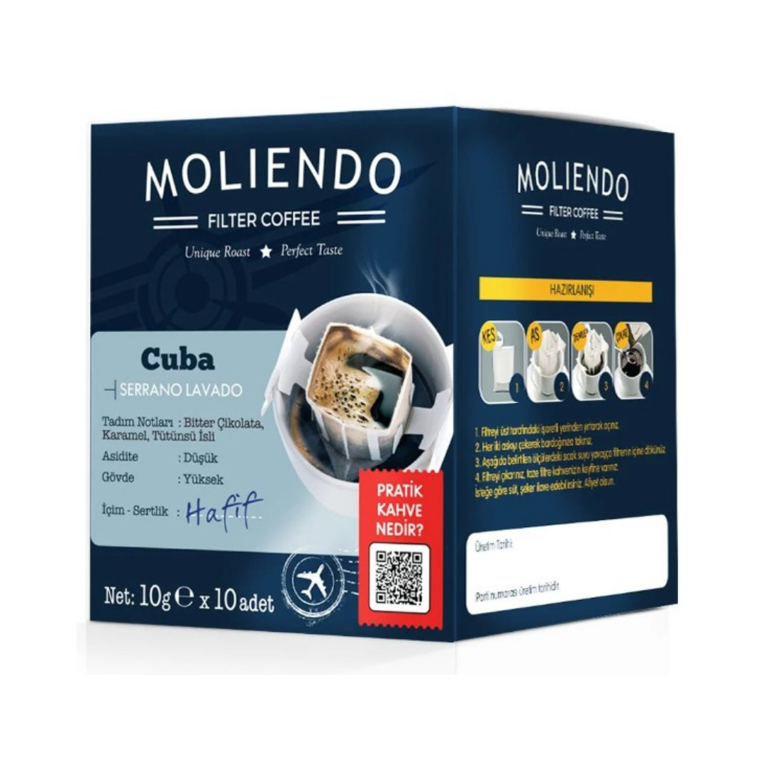 Moliendo Cuba Serrano Lavado Pratik Filtre Kahve 10x10 g
