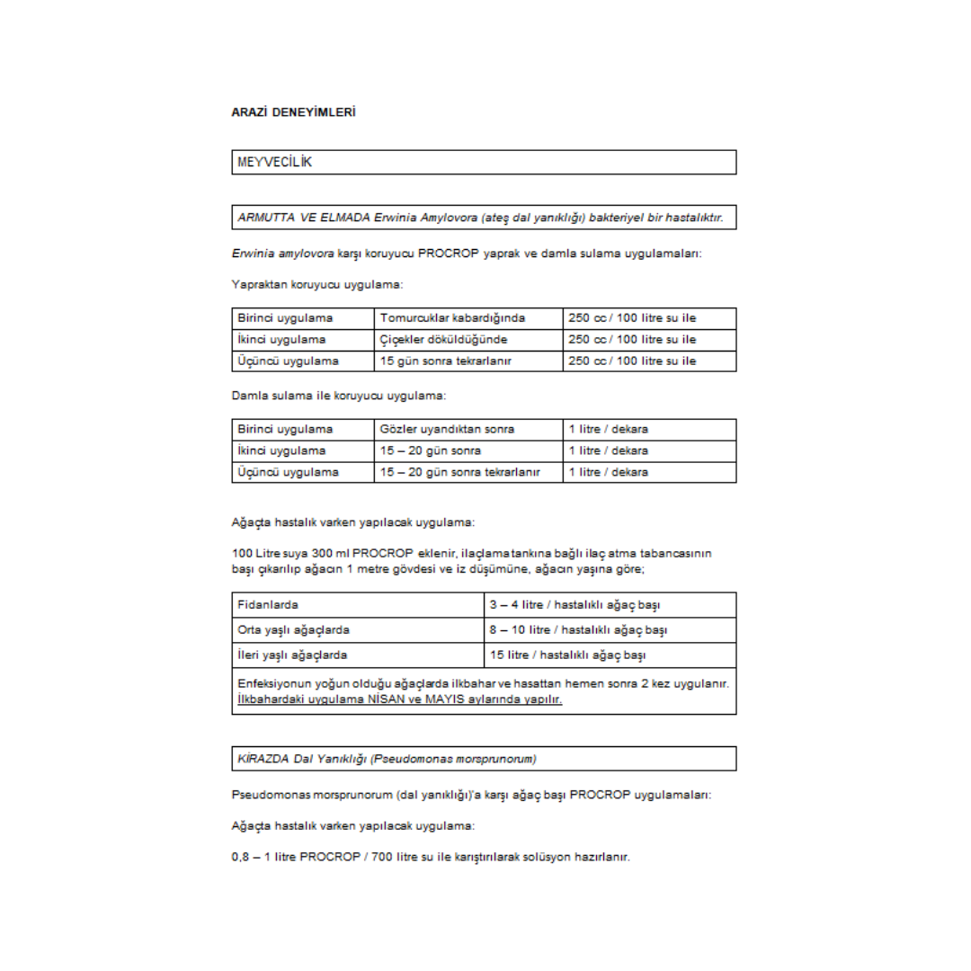 ARELCHEM PROCROP (BAKIRLI GÜBRE ÇÖZELTİSİ) 1 LT'LİK AMBALAJ