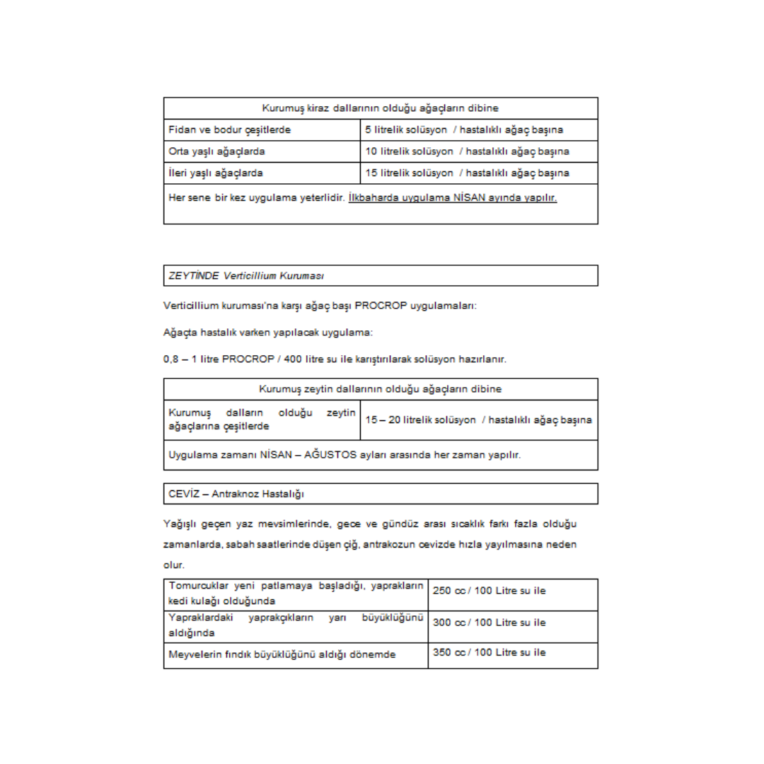 ARELCHEM PROCROP (BAKIRLI GÜBRE ÇÖZELTİSİ) 1 LT'LİK AMBALAJ