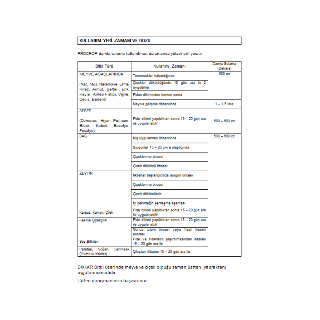 ARELCHEM PROCROP (BAKIRLI GÜBRE ÇÖZELTİSİ) 1 LT'LİK AMBALAJ