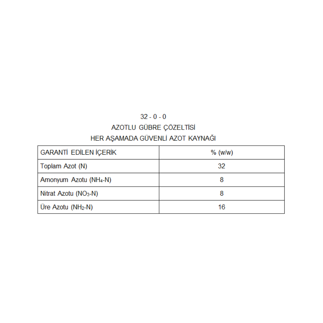 ARELCHEM TOTAL 32-0-0 (AZOTLU GÜBRE ÇÖZELTİSİ) 1 LT'LİK AMBALAJDA