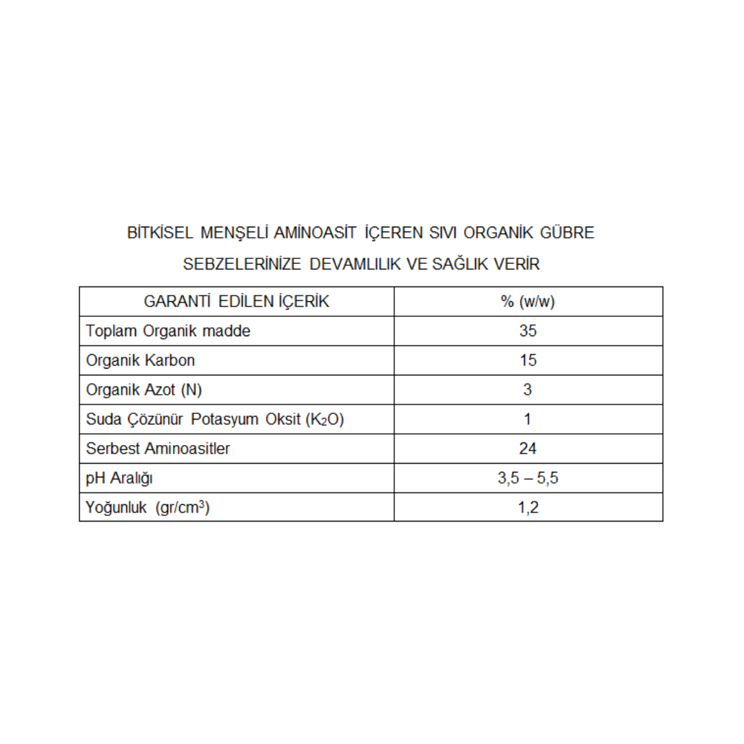ARELCHEM ULTRAMIN (BİTKİSEL MENŞELİ AMİNOASİT İÇEREN SIVI ORGANİK GÜBRE) 1 LT'LİK AMBALAJ