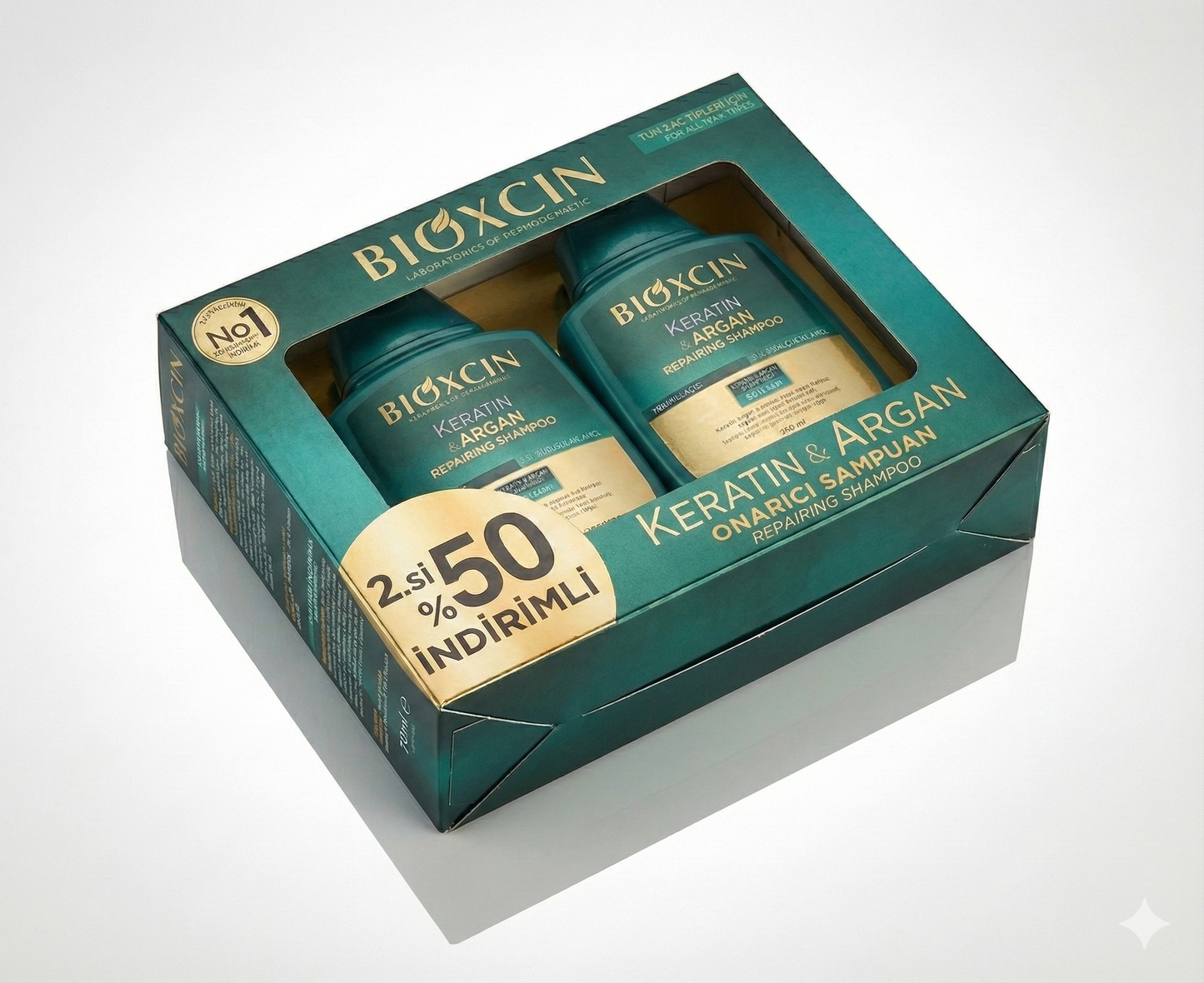 Bioxcin Keratin & Argan Onarıcı Şampuan - 2.si %50 İndirimli Fırsat Paketi (2 x 300 ml)