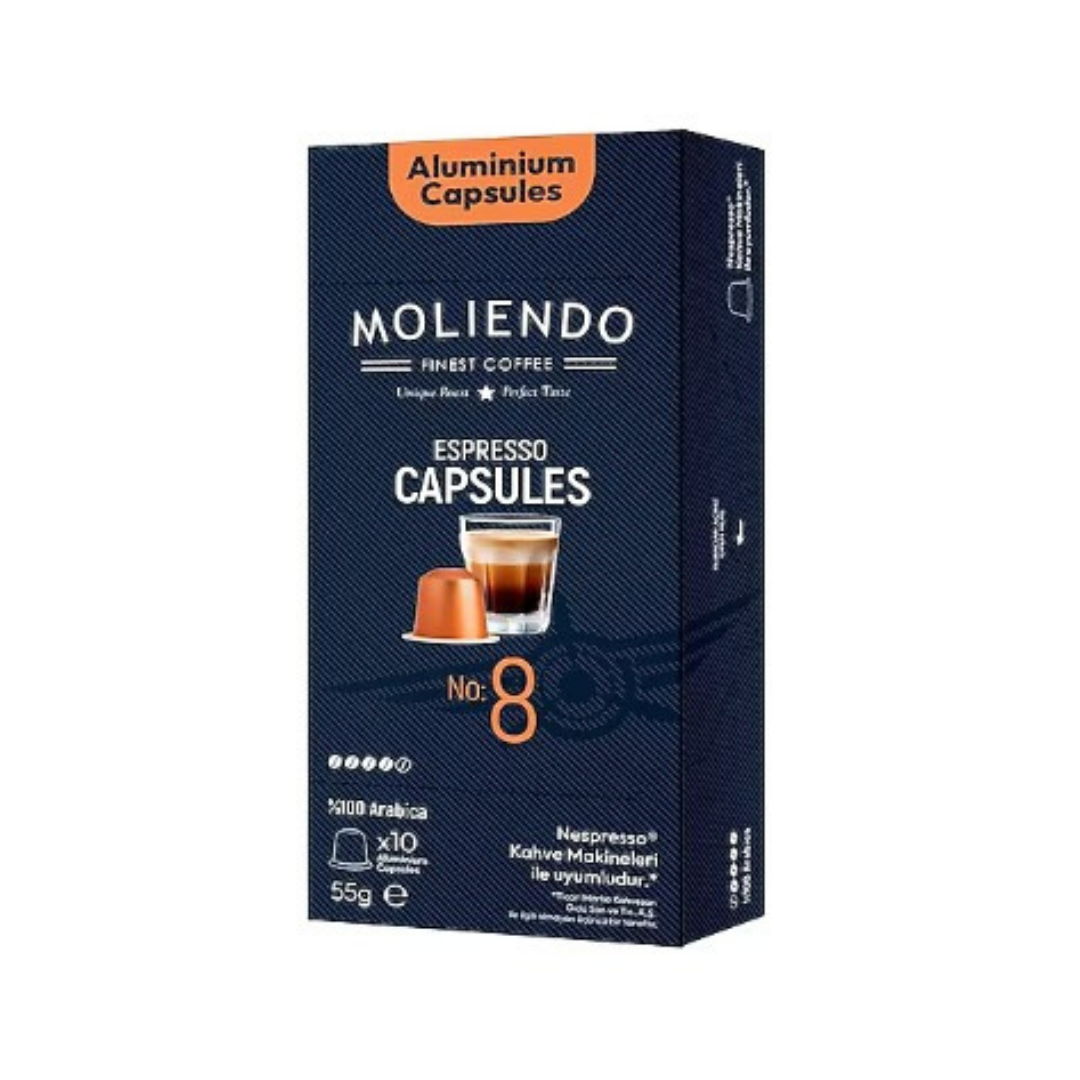 Moliendo Kapsül No:8 Nespresso Uyumlu Alüminyum Kapsül 10'lu Paket