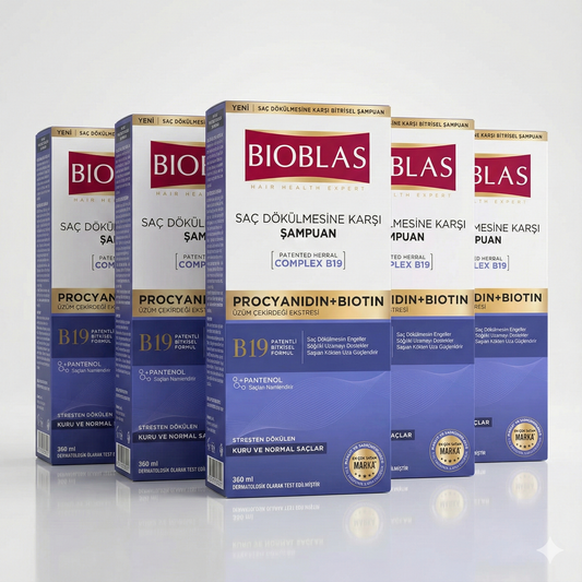Bioblas Saç Dökülmesine Karşı Bitkisel Şampuan - Procyanidin & Biotin | Patentli B19 Kompleks (360 ml)