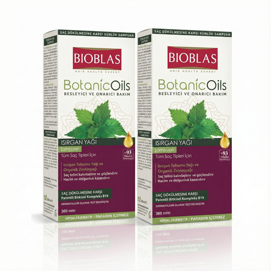 Bioblas Botanic Oils Isırgan Yağı Şampuan - 2'li Fırsat Paketi (2 x 360 ml) | Hacim & Dolgunluk