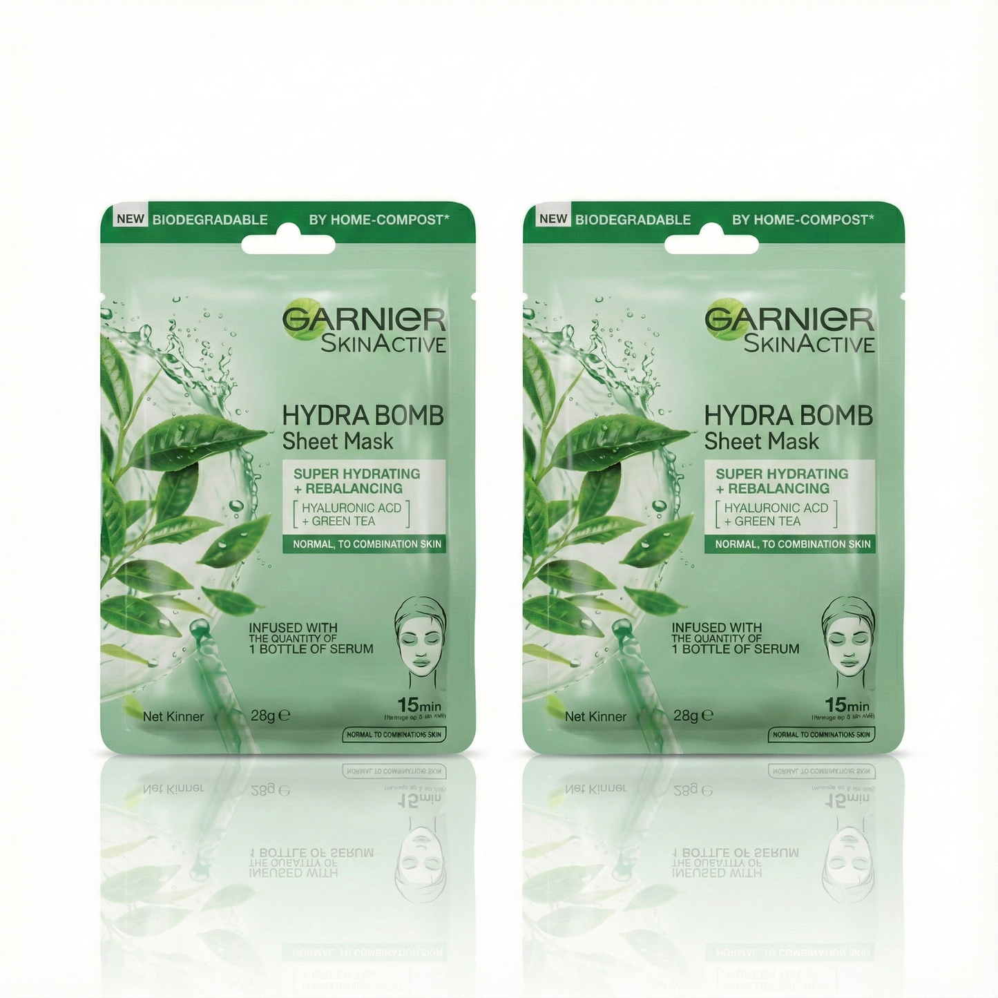 Garnier SkinActive Hydra Bomb Kağıt Yüz Maskesi - Yeşil Çay ve Hyaluronik Asit - 2'li Avantaj Paketi