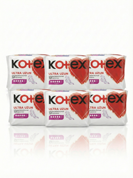 Kotex Ultra Uzun Hijyenik Ped 7'li Paket x 6 Adet (Toplam 42 Ped) - Avantajlı Set