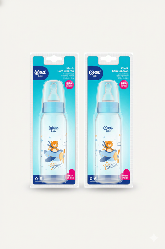Wee Baby Klasik Cam Biberon 2'li Avantaj Paketi (250 ml, 0-6 Ay) - BPA İçermez