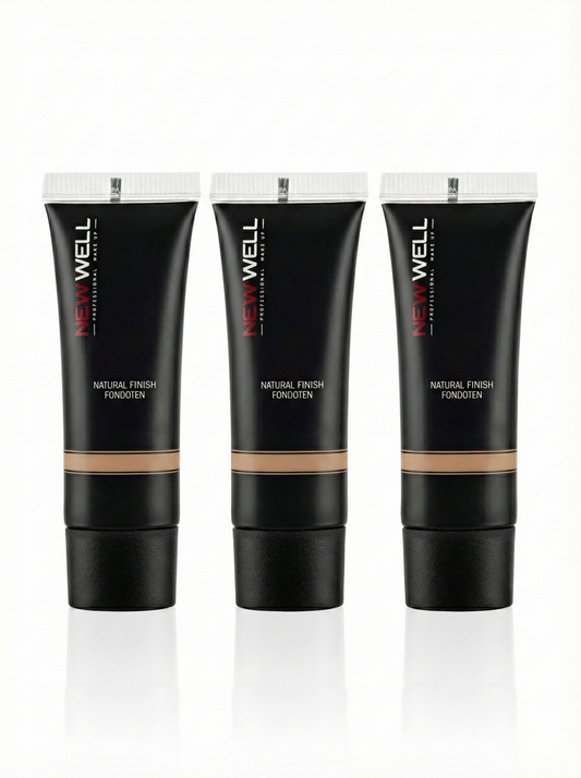 New Well Natural Finish Fondöten - Doğal Görünüm ve Kapatıcılık - 3'lü Avantaj Paketi