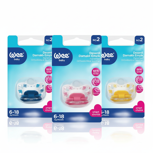 Wee Baby No:2 Desenlili Damaklı Emzik 3'lü Avantaj Paketi (6-18 Ay) - BPA İçermez