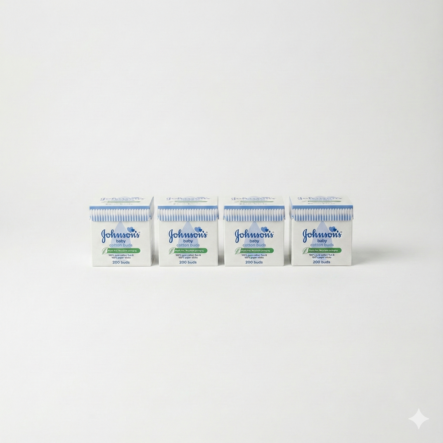 Johnson's Baby %100 Pamuklu Bebek Kulak Çubuğu (Plastiksiz & Geri Dönüştürülebilir Ambalaj) - 4'lü Avantaj Paketi (4 x 200 Adet)