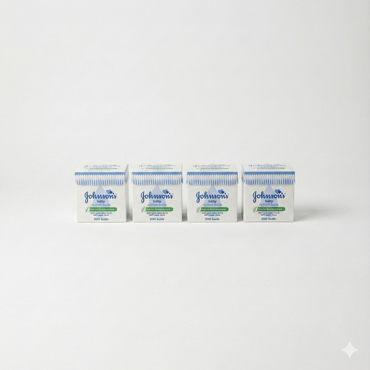 Johnson's Baby %100 Pamuklu Bebek Kulak Çubuğu (Plastiksiz & Geri Dönüştürülebilir Ambalaj) - 4'lü Avantaj Paketi (4 x 200 Adet)