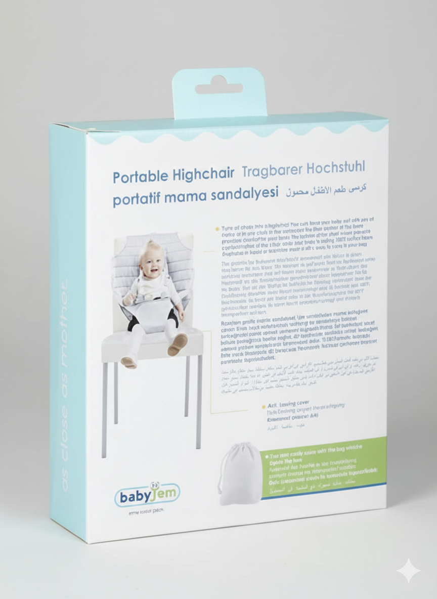 Babyjem Pratik Kumaş Mama Sandalyesi - Seyahat Tipi Taşınabilir Bebek Koltuğu (STD)