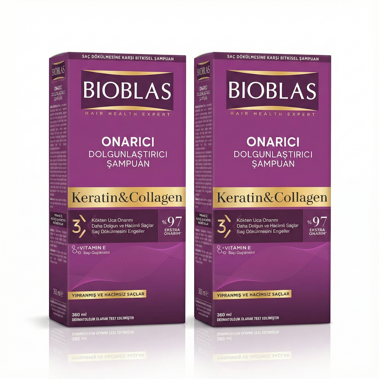 Bioblas Keratin & Collagen Şampuan - 2'li Fırsat Paketi (2 x 360 ml) | Onarıcı & Dolgunlaştırıcı