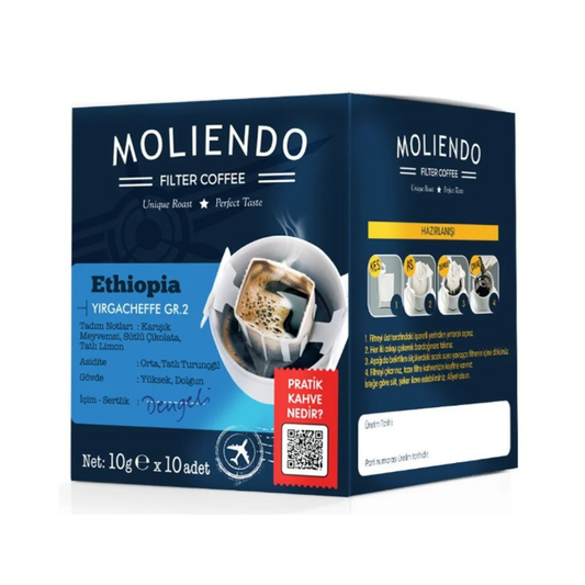 Moliendo Ethiopia Yirgacheffe Pratik Filtre Kahve 10x10 gr