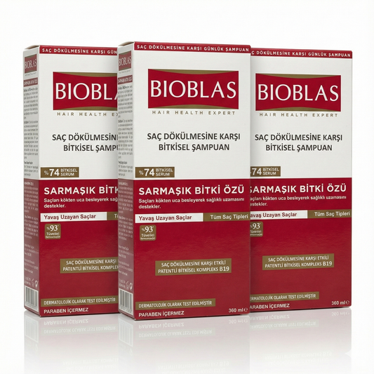 Bioblas Sarmaşık Özlü Şampuan - Sağlıklı Uzama Etkili | 3'lü Avantaj Paketi (3 x 360 ml)