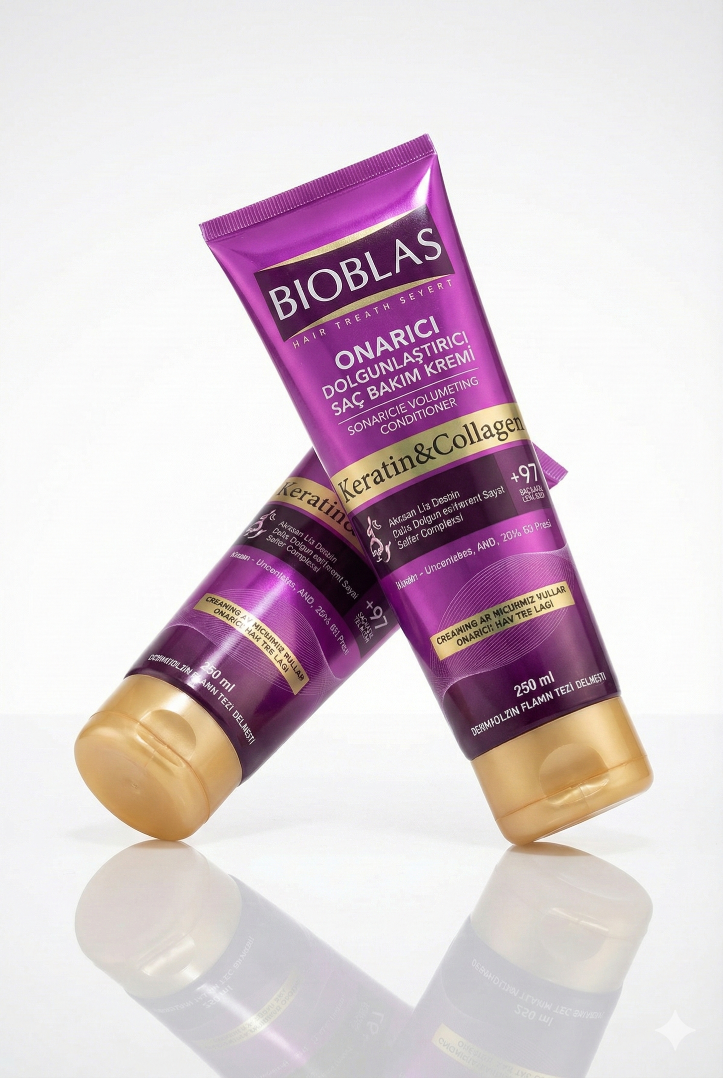 Bioblas Keratin & Collagen Saç Bakım Kremi - 2'li Fırsat Paketi (2 x 250 ml) | Onarıcı & Dolgunlaştırıcı