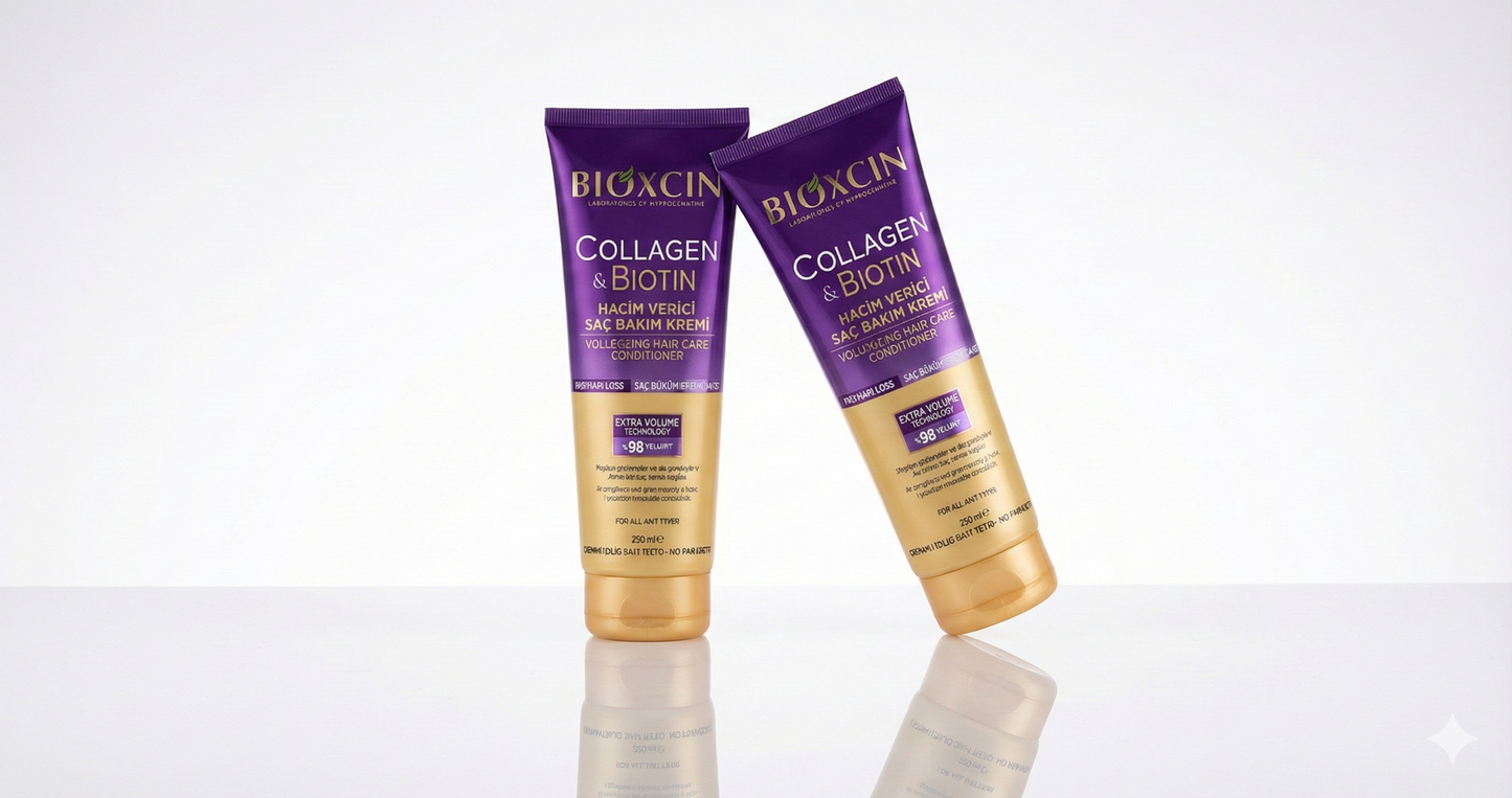 Bioxcin Collagen & Biotin Hacim Verici Saç Bakım Kremi - 2'li Fırsat Paketi (2 x 250 ml) | Ekstra Dolgunluk