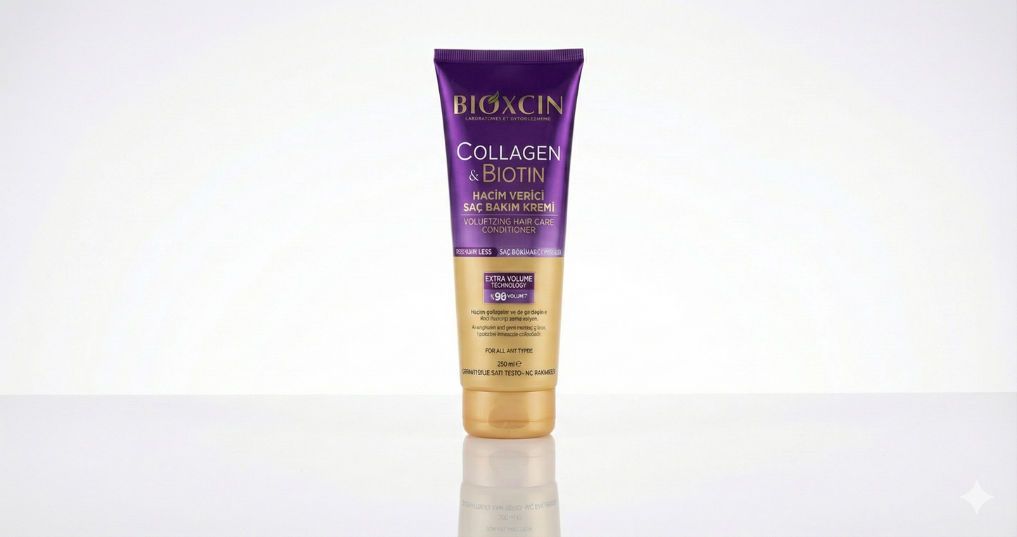Bioxcin Collagen & Biotin Hacim Verici Saç Bakım Kremi - 2'li Fırsat Paketi (2 x 250 ml) | Ekstra Dolgunluk