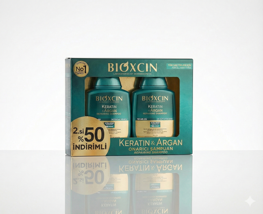 Bioxcin Keratin & Argan Onarıcı Şampuan - 2.si %50 İndirimli Fırsat Paketi (2 x 300 ml)